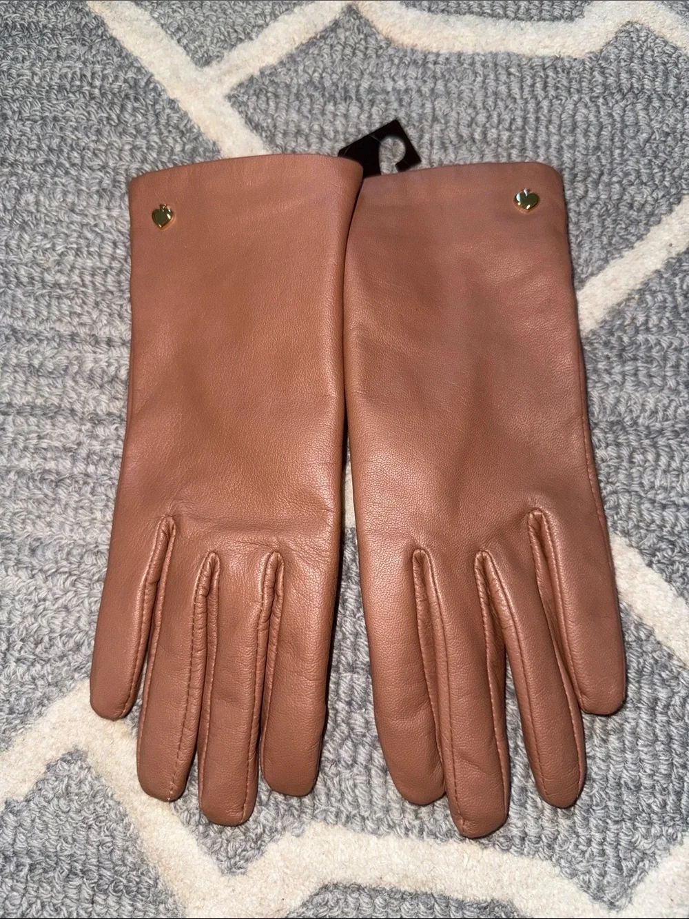 Kate Spade Cognac Goat Leather Touchscreen Gloves L NWT